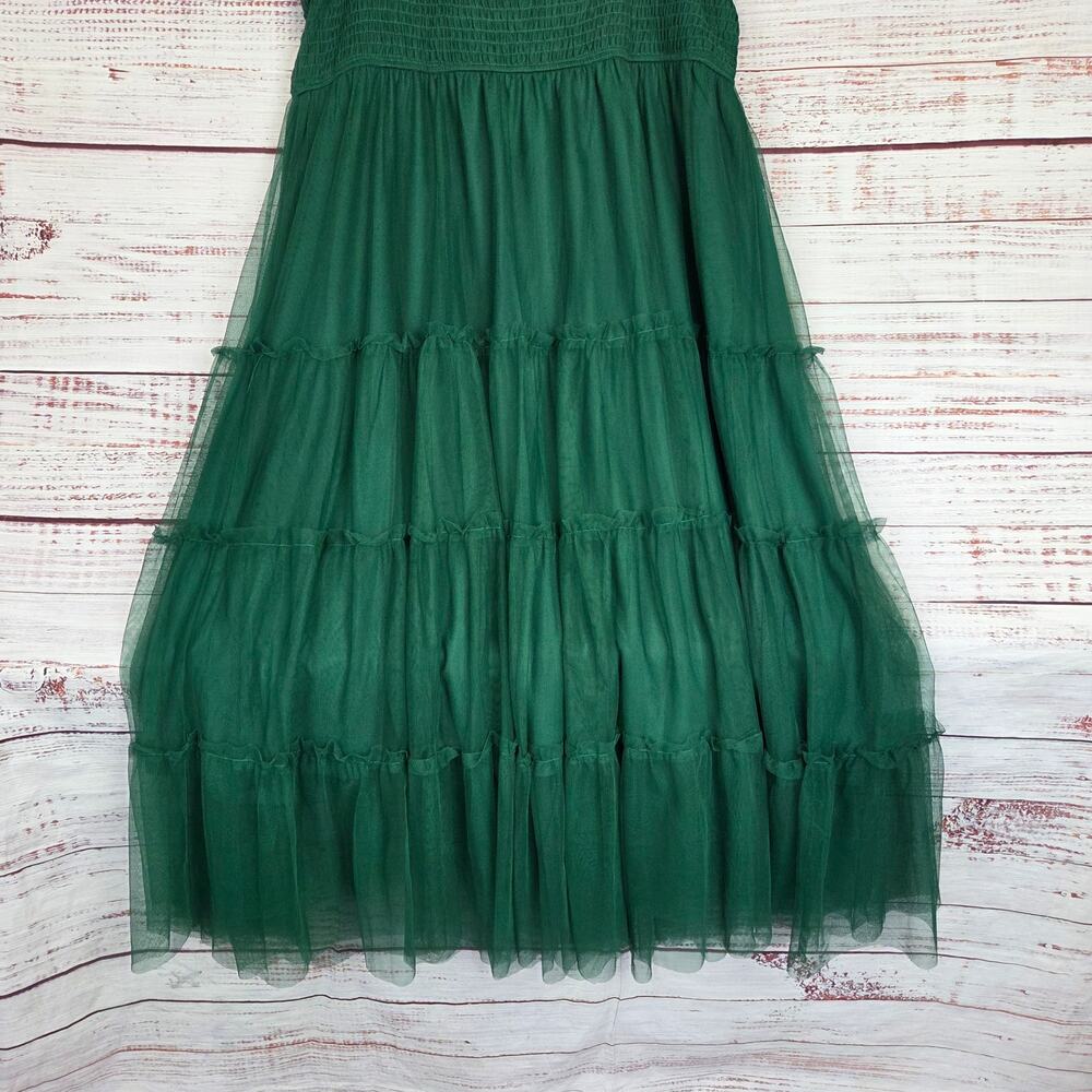 Pretty Garden Emerald Green MIdi Dress 2XL Tier Chiffon Whimsigoth Forest Fairy - Picture 7 of 16
